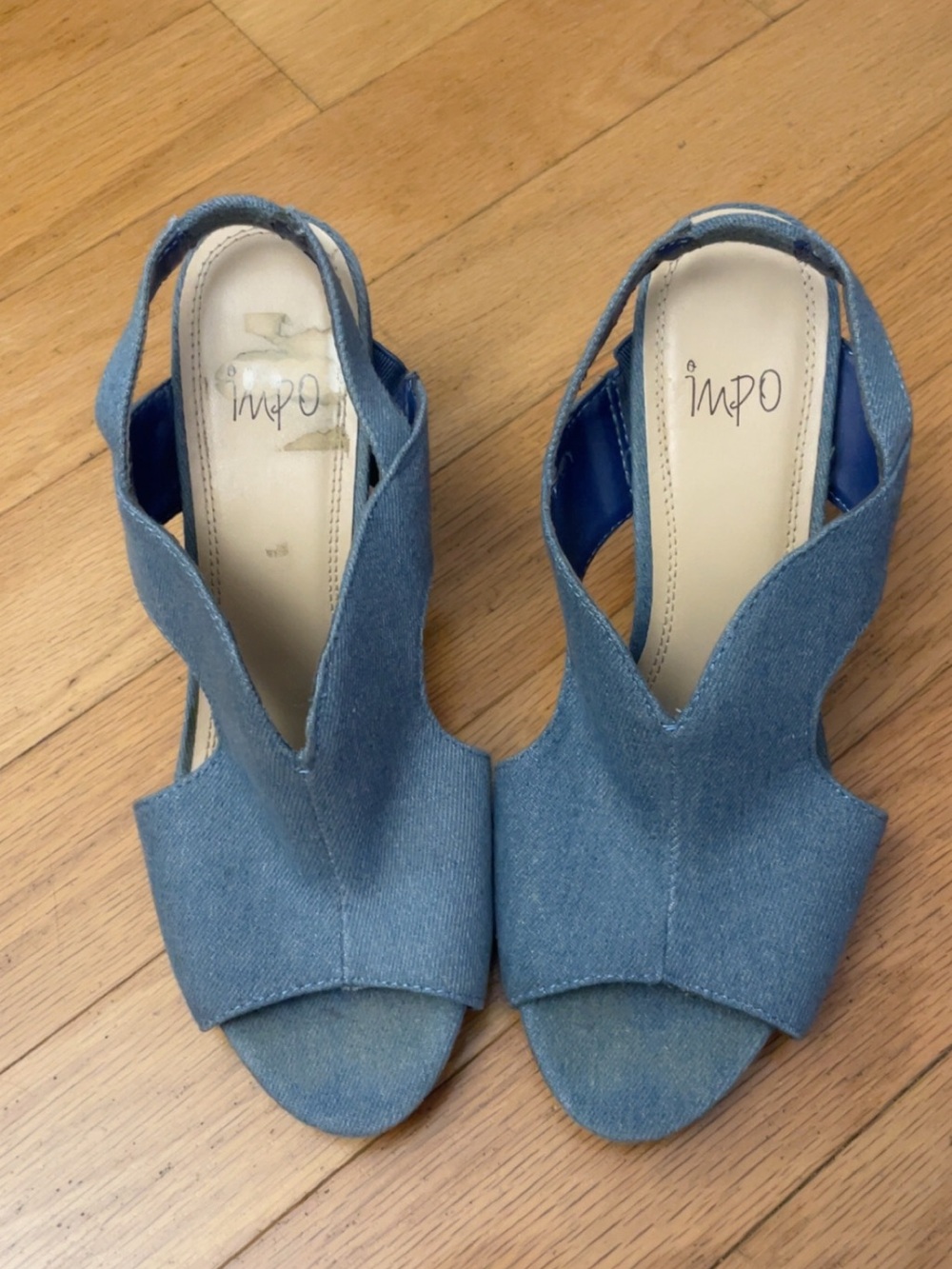 Impo Denim Open-Toe Slingback Sandals - Light Blue